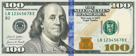 One hundred dollar bill illustration